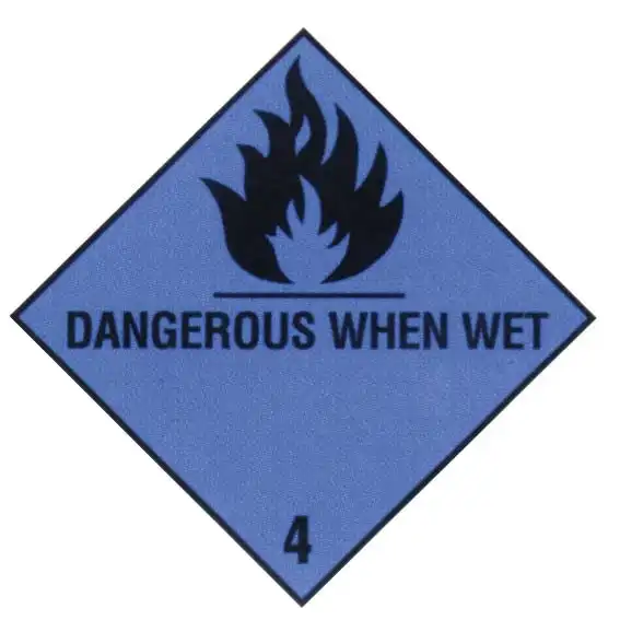 Sticker Class 4 'Dangerous when Wet' Biodegradable Paper, 50x50mm, 250 Roll