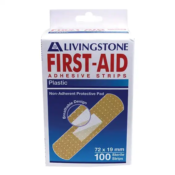 Livingstone Superior Adhesive Plastic Strips 72 x 19mm 100 Box