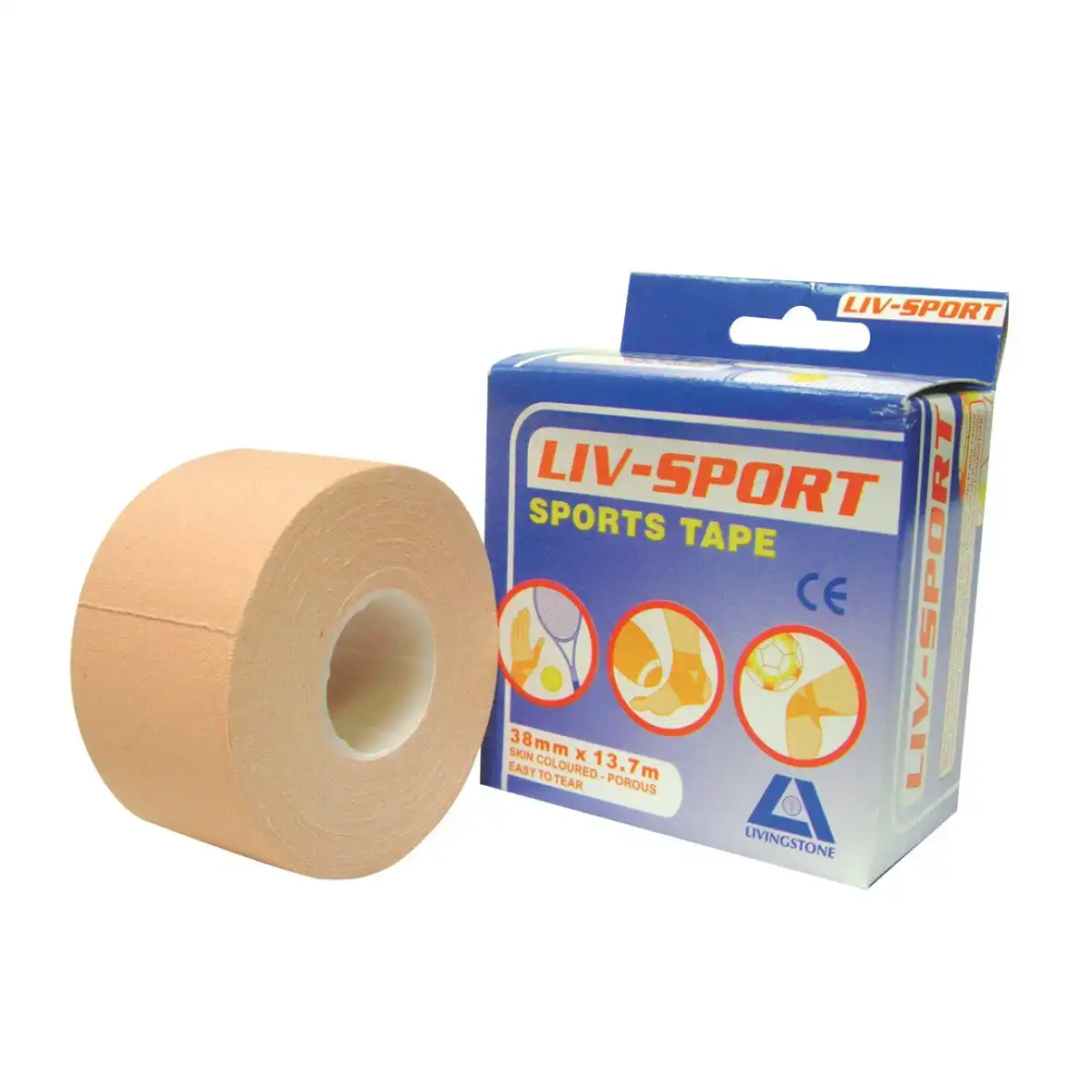 Liv-Sport Premium Rigid Strapping Sports Tape Tan 38 mm x 13.7m