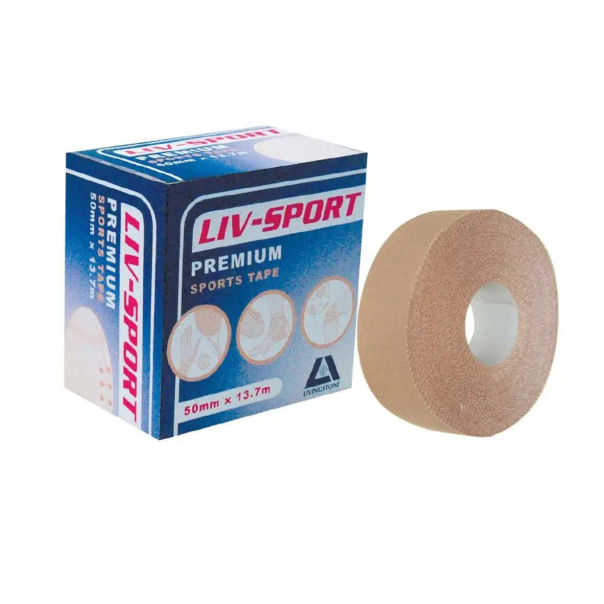 Liv-Sport Premium Rigid Strapping Sports Tape Tan Colour Fabric 25 mm x 13.7m