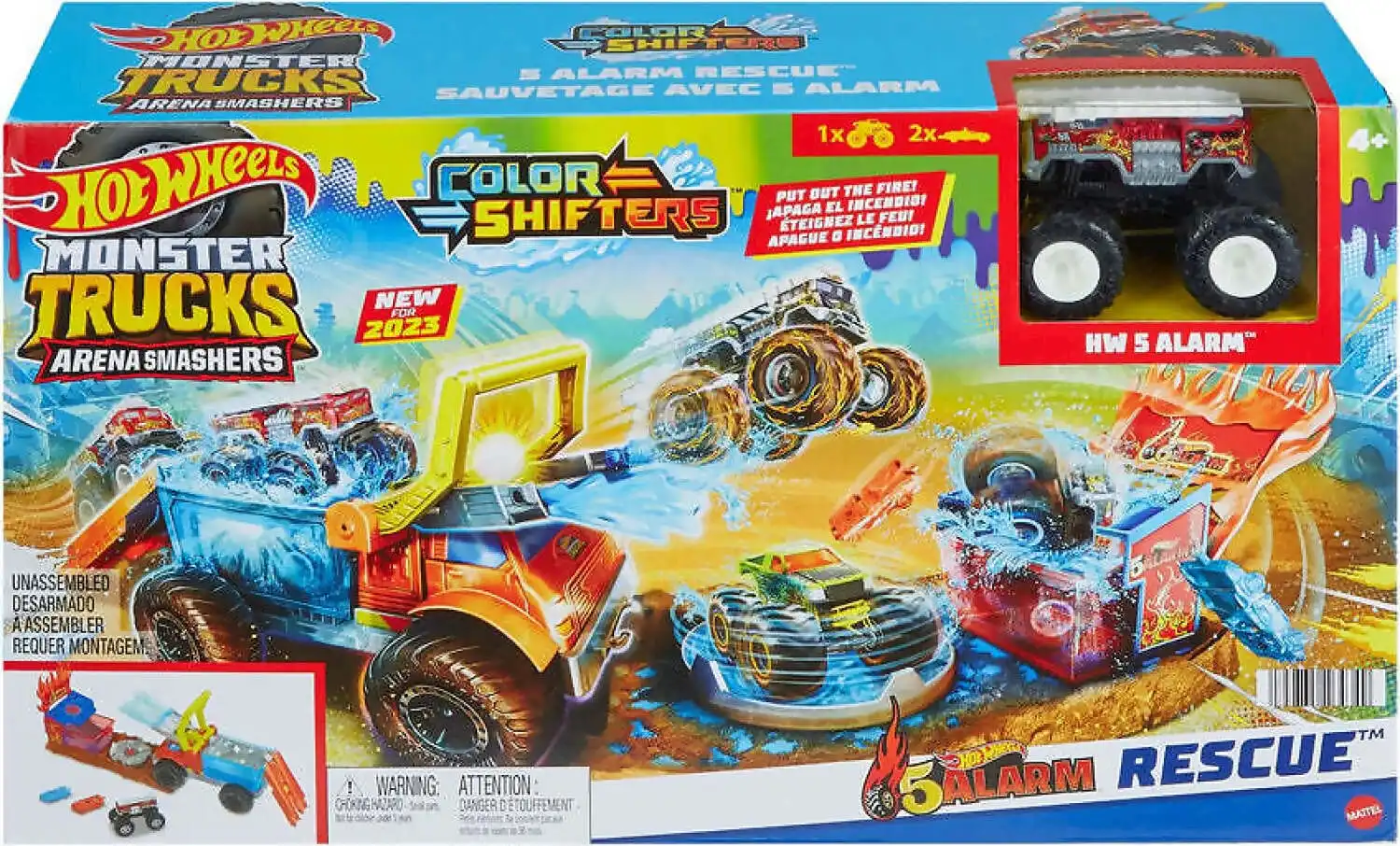 Hot Wheels - Monster Truck 5 Alarm Color Shifter Water Blast Arena - Mattel