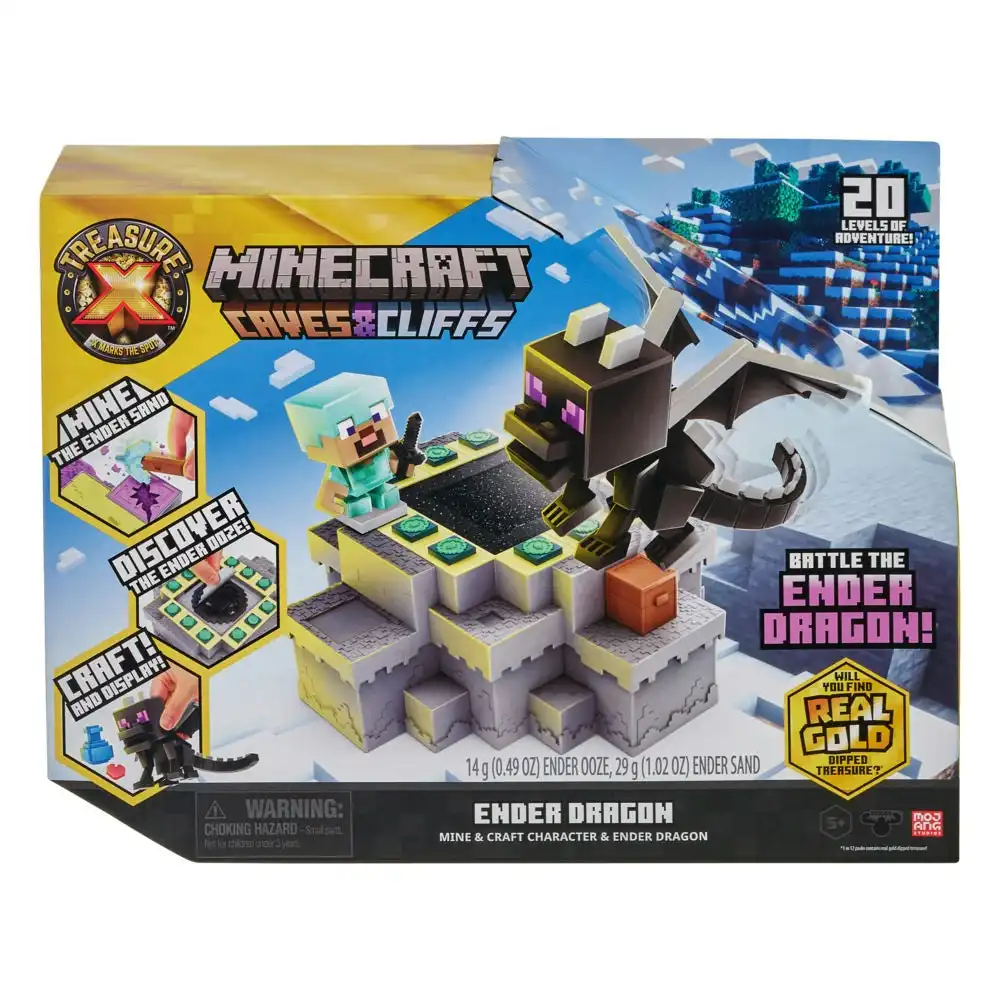 Treasure X - Minecraft Caves & Cliffs Ender Dragon Mine & Craft Character & Ender Dragon