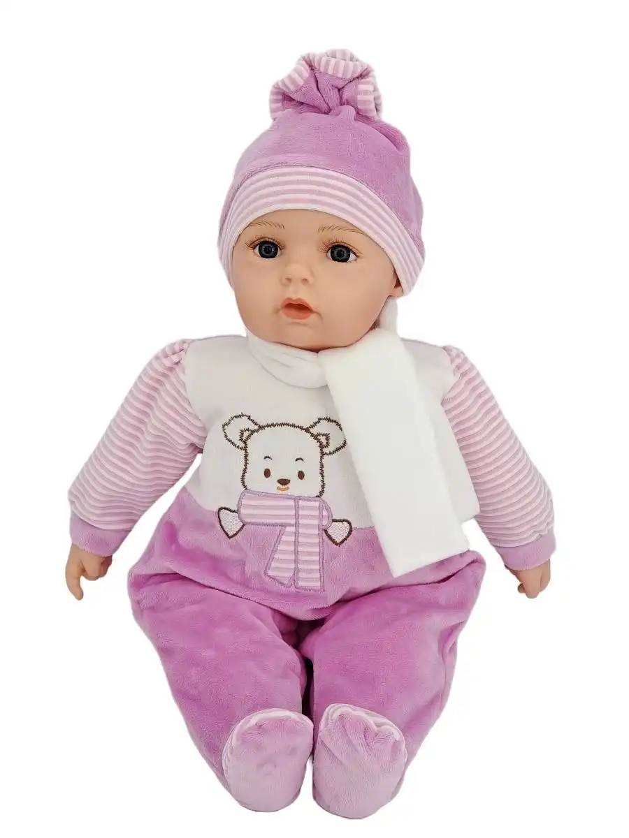 Cotton Candy -  Baby Doll Kim With Pink Teddy Bear Playsuit Soft Body 50cm