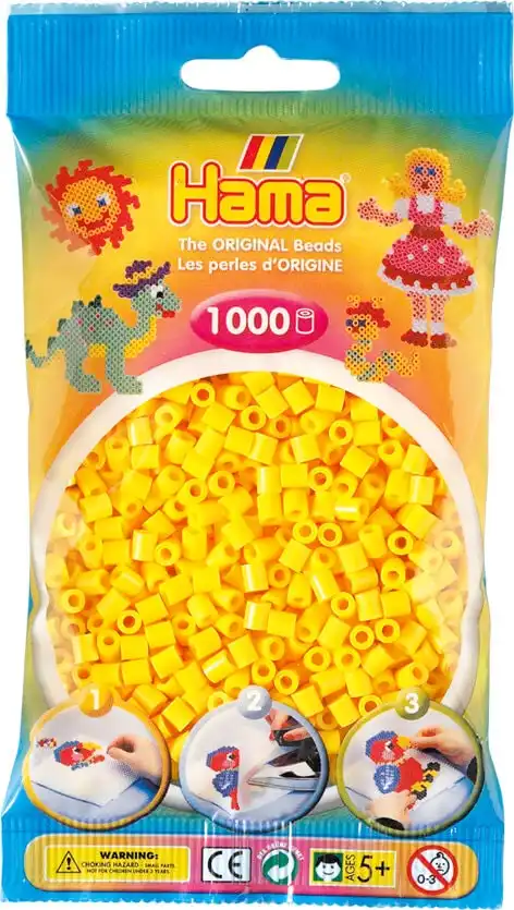 Hama - Beads 1000 Pieces Bag Yellow - Gdhama
