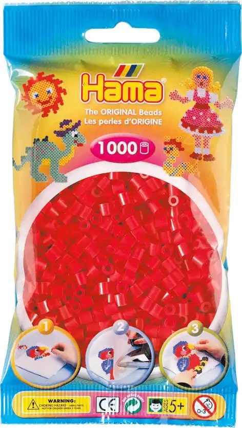 Hama - Beads 1000 Pieces Bag Red - Gdhama