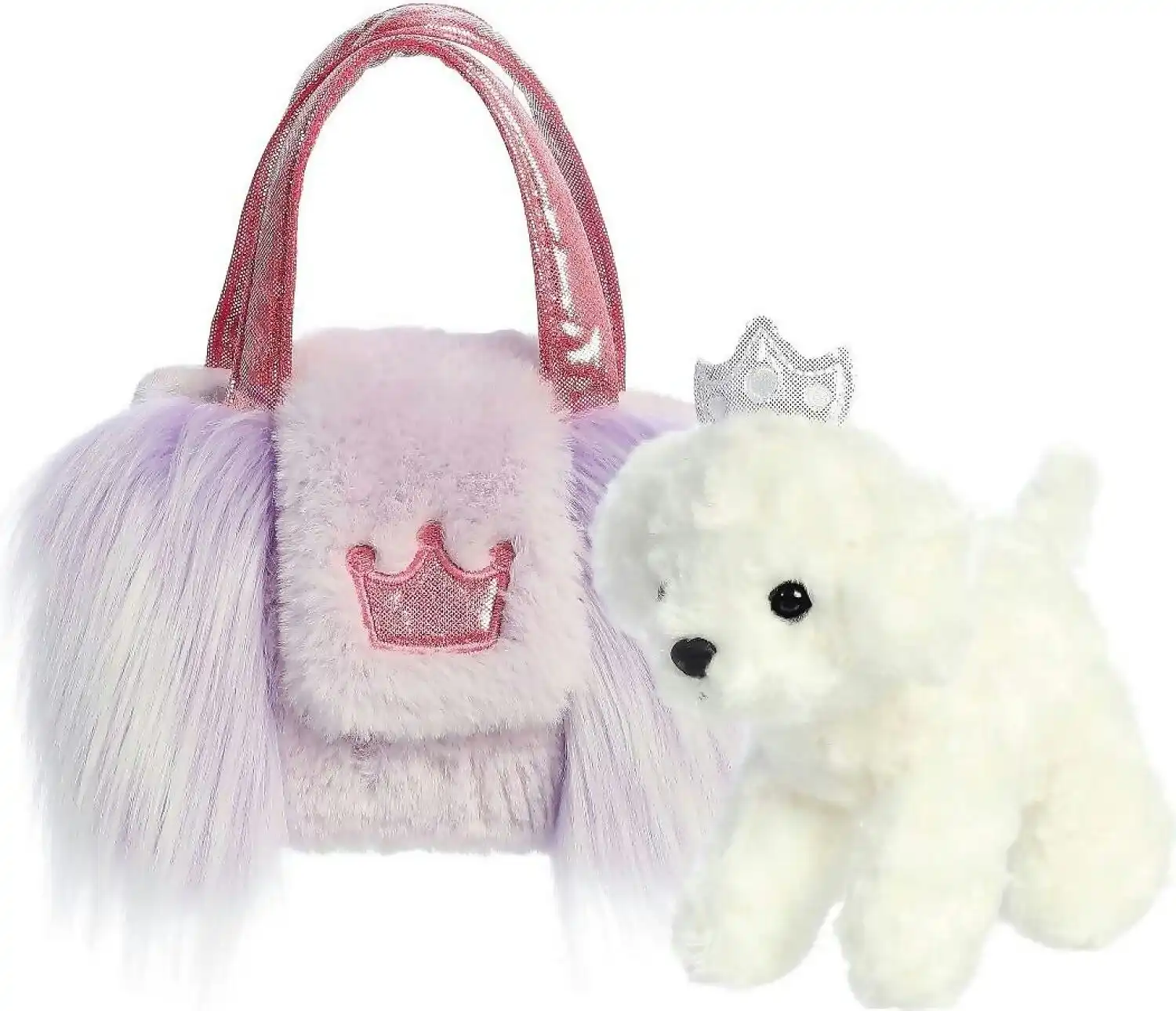 Cotton Candy - Fancy Pals Bichon Pup In Purple Fuzzy Bag