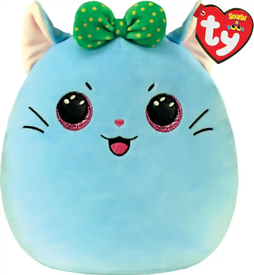 Ty Squish-a-boos - Kirra Blue Cat - Large 14 Inches - Squishy Beanies