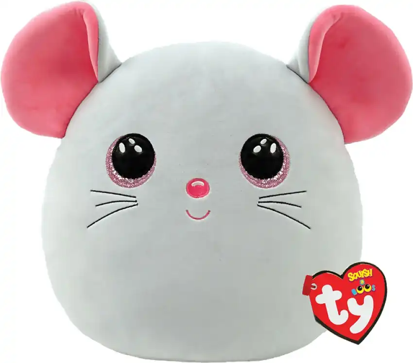 Ty Squish-a-boos - Catnip The Grey Mouse - Large 14 Inches - Squishy Beanies