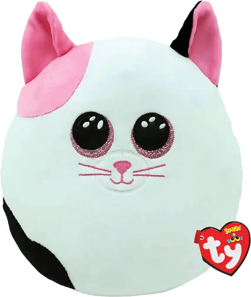 Ty - Squish-a-boos - Muffin - Pink And White Cat Large 36cm (14'') - Squishy Beanies