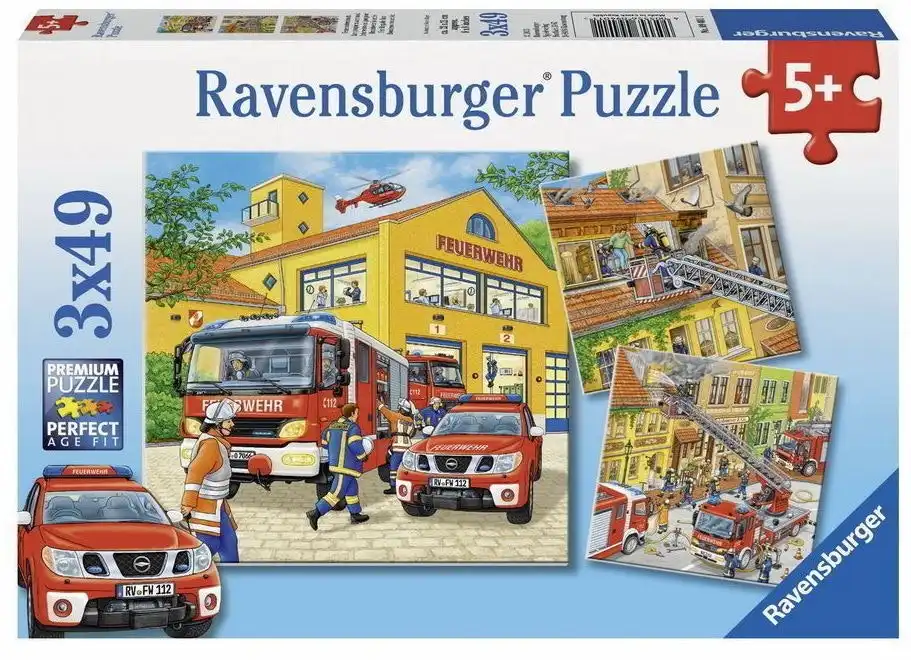 Ravensburger - Fire Brigade Run Jigsaw Puzzle 3x49 Pieces