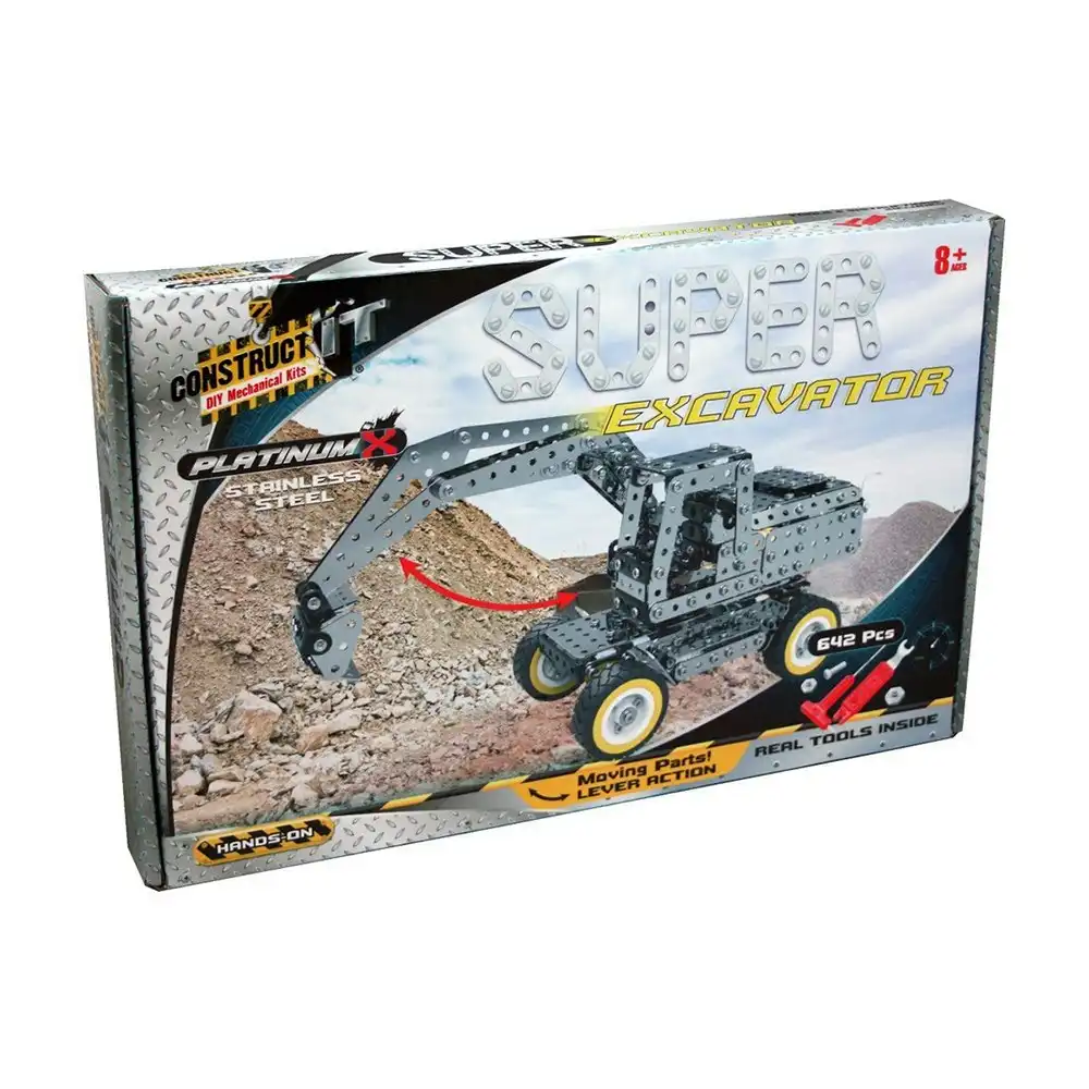 642pc Construct It Platinum-X DIY Super Excavator Toy w/ Tools Build Kit Kids 8+