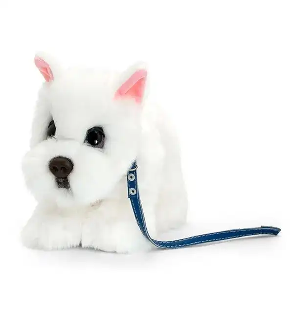 Cuddle Pets 30cm Westie On Lead Dog Kids Soft Plush Stuffed Toy 3y+ White