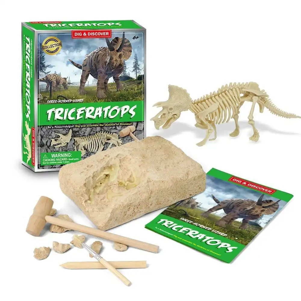 2PK Kaper Kidz Childrens Dig & Discover Triceratops Dig/Excavation Kits 6y+