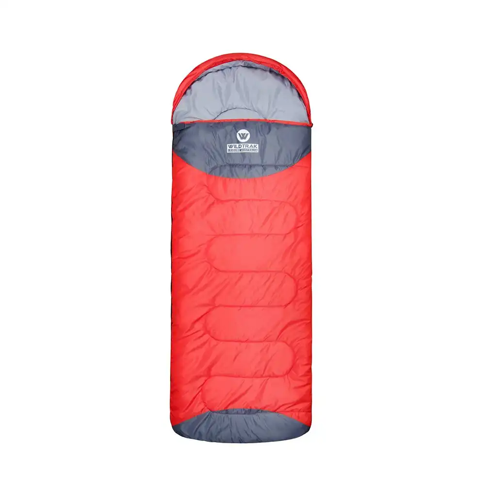 Wildtrak Murchison 230x75cm Hooded Sleeping Bag Thermal Camping Sleeper Red