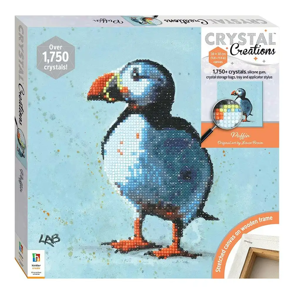 Art Maker Crystal Creations Canvas: Puffin Craft Activity Kit Art Fun 14y+