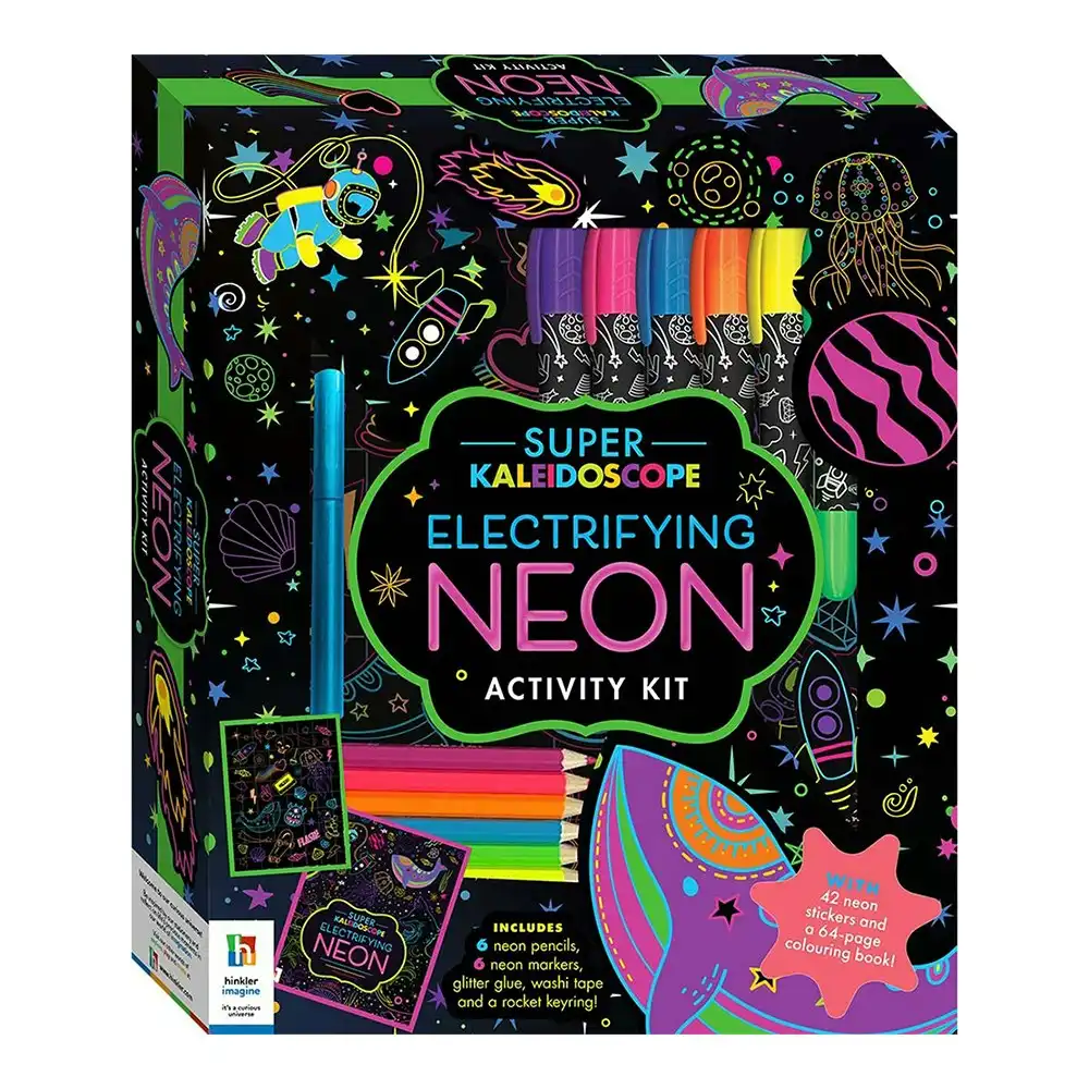 Kaleidoscope Super Electrifying Neon Activity Kit Kids Colouring Book 6y+