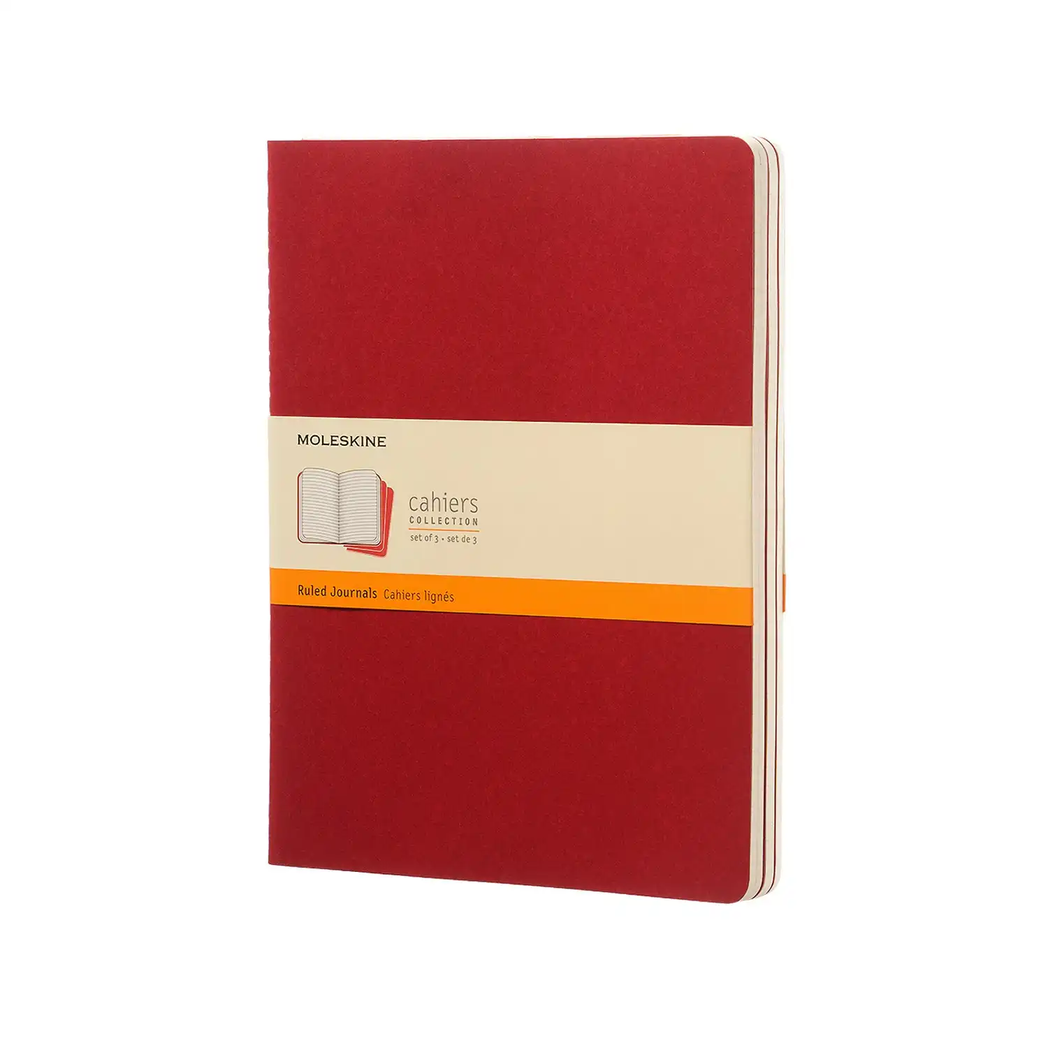 3pc Moleskine Ruled Cahier Notebook Architects/Designers Journal XL Cranberry RD