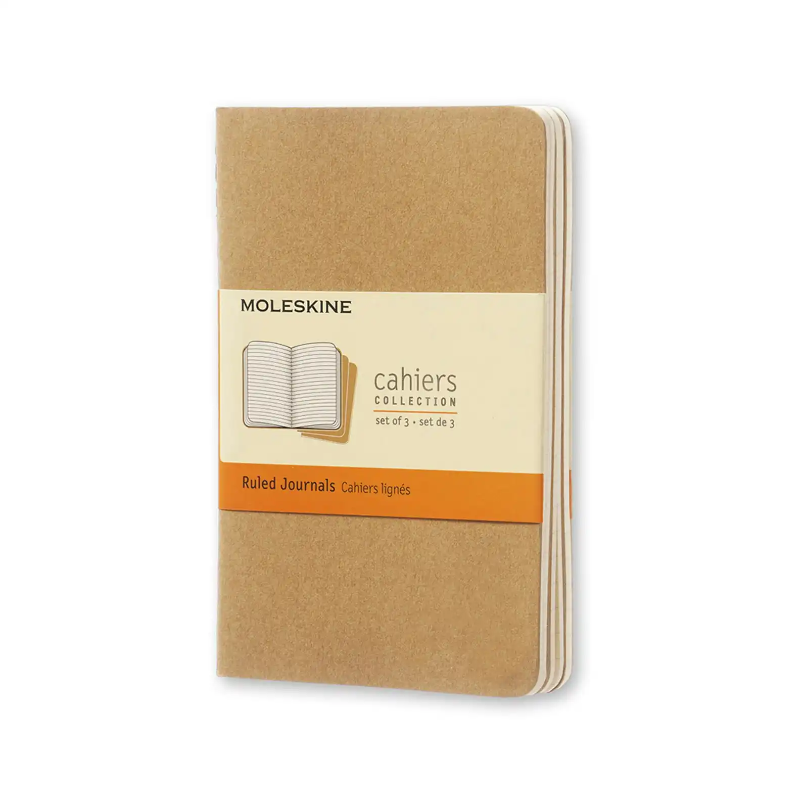 3pc Moleskine 80 Pages Ruled Pocket Cahier Notebook Office/Student Journal Kraft