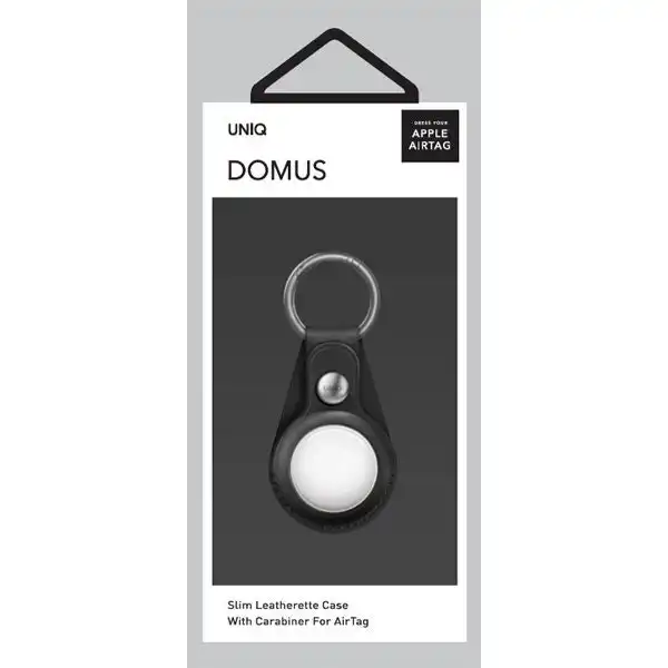 Uniq Domus Apple AirTag Location Tracker Protective Leatherette Case/Cover Black