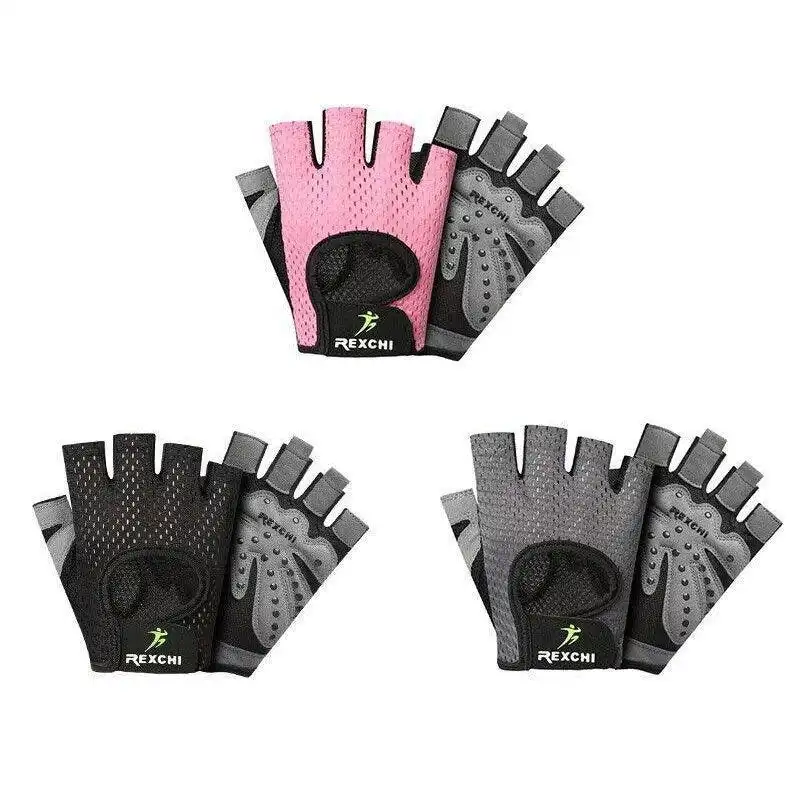 L Size Women Fitness Gym Training Gloves Half Finger Gel Weight Lifting Workout Gloves