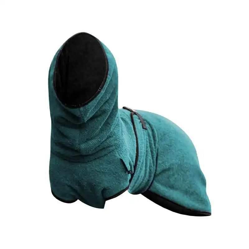Pet Bathrobe Clothes Dog Towel Drying Robe Soft Warm Super Absorbent Lake Blue