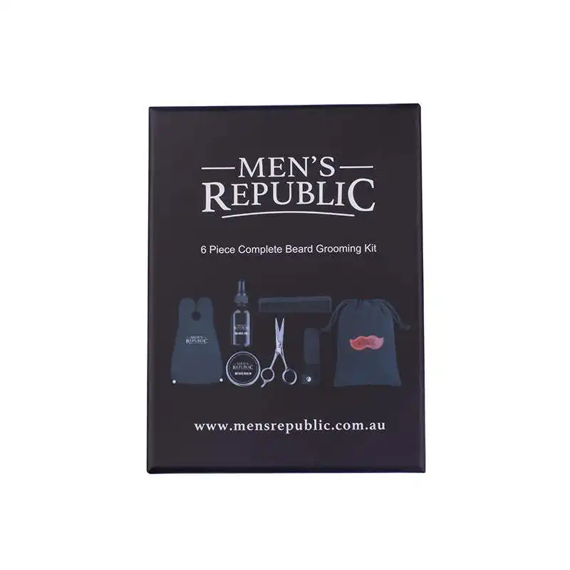 6pc Men's Republic Beard Grooming/Styling Kit with Storage Bag and Apron