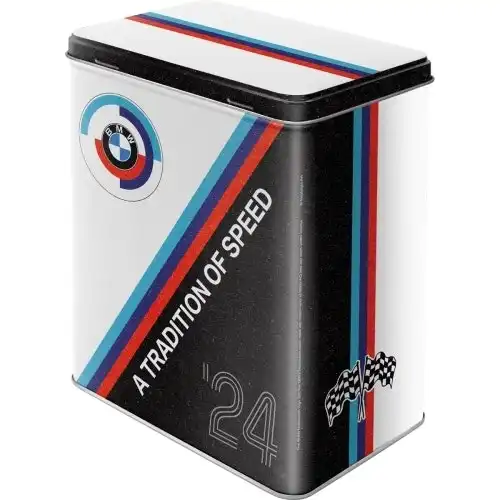 Nostalgic-Art 14x20cm Tin Box Large BMW Motorsport Tradition Of Speed Storage