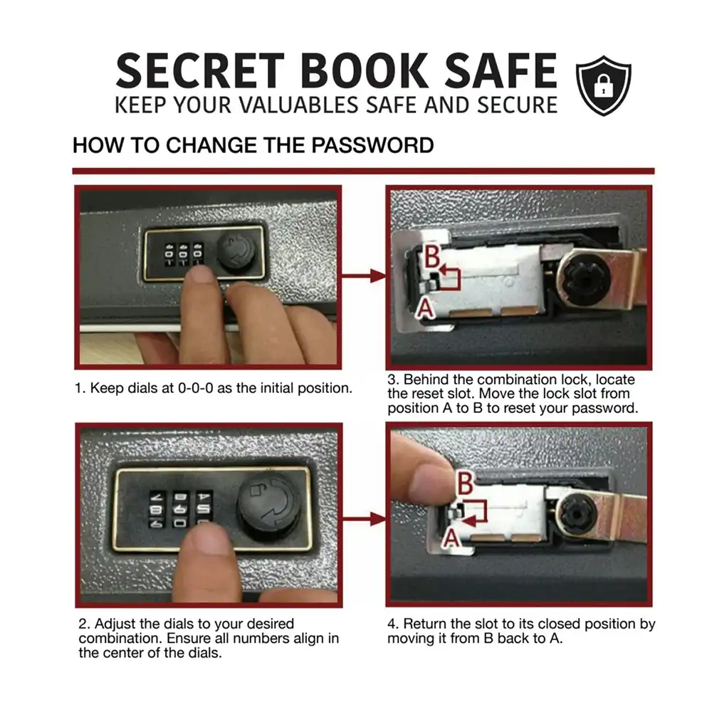 Vistara Combination Lock Portable Book Safe London Design 15.6x5.5x24cm