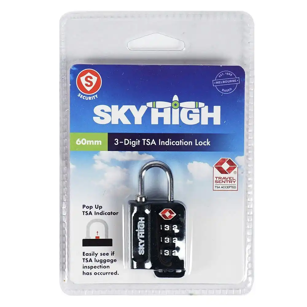 3x Sky High TSA Travel Sentry 60mm 3 Digit Luggage Protection Combination Lock