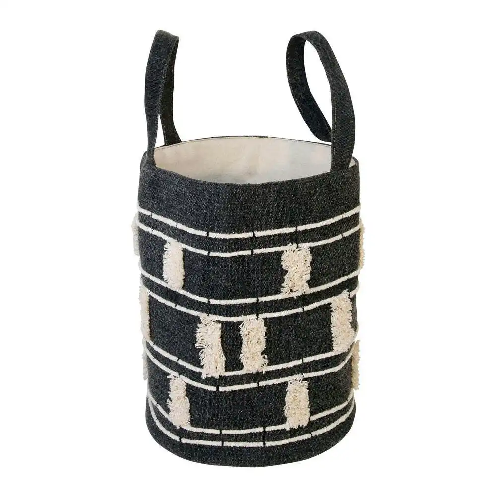 J.Elliot Manly 30x40cm Round Laundry Basket Clothes Hamper/Storage Black/White