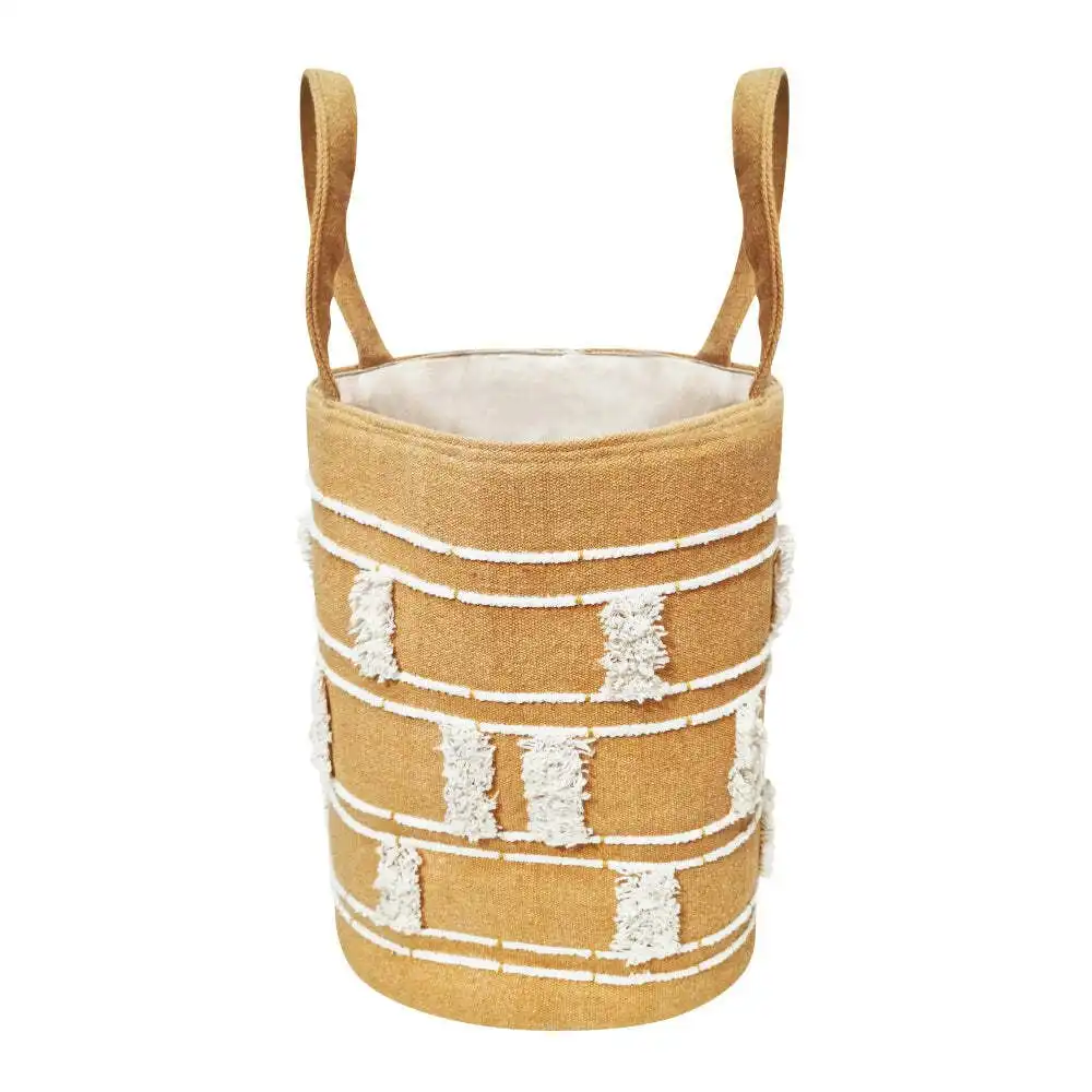 J.Elliot Manly 30x40cm Round Laundry Basket Clothes Hamper/Storage Mustard/White