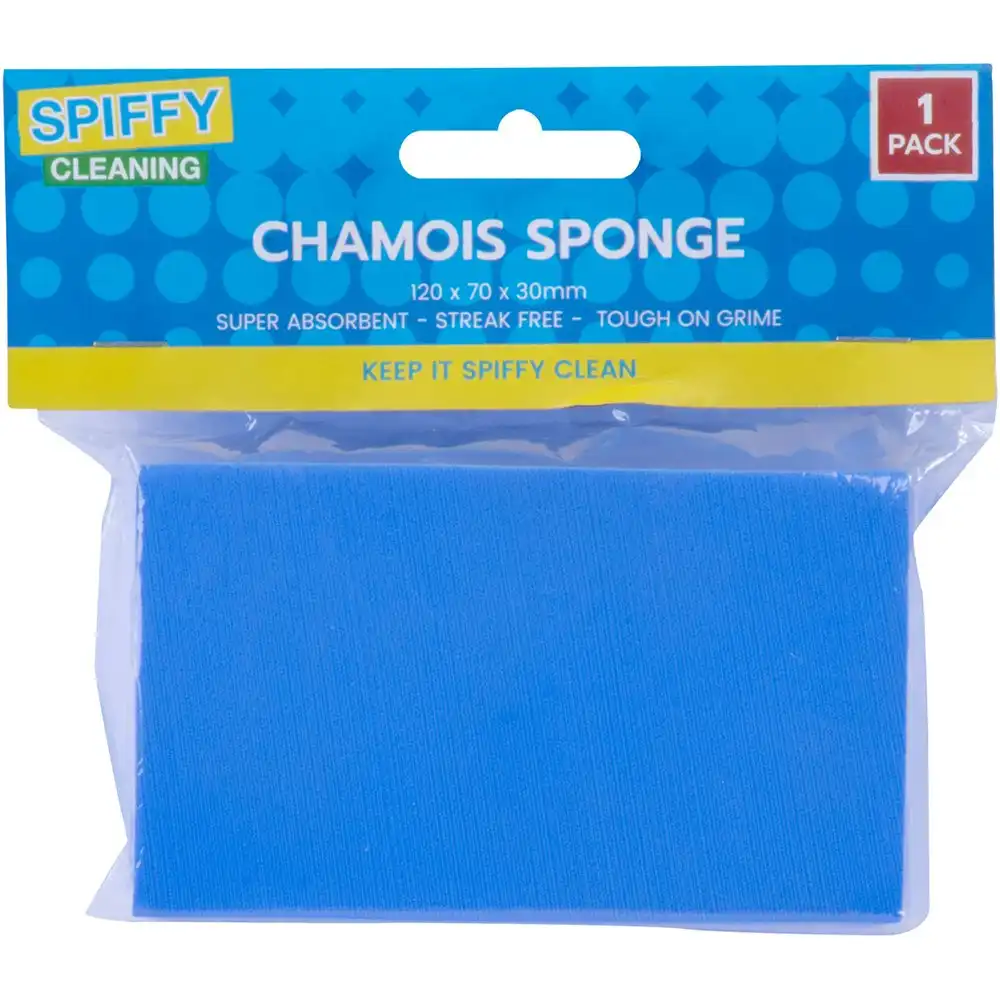 5x Spiffy Cleaning 12x7cm Super Absorbent Chamois Sponge Home/Kitchen Blue