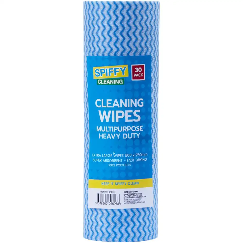150x Spiffy Cleaning 100% Polyester 50x25cm Super Absorbent Cleaning Wipes