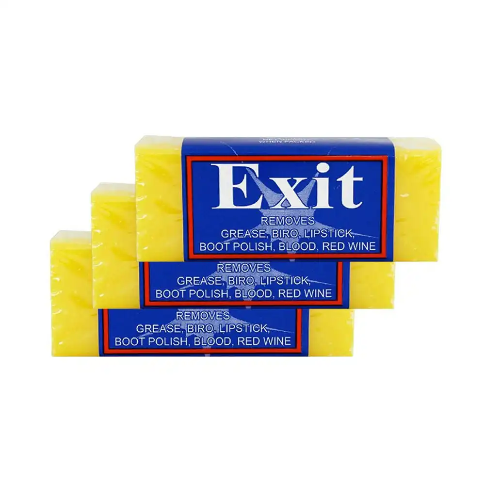 3x Exit Soap Block Stain Remover Grease/Biro Blood Stain Multi-Purpose Cleaner