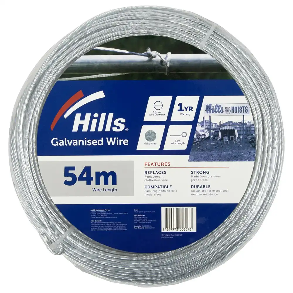Hills 54m Galvanised Steel Wire 3.5mm For Traditional Style Clothesline