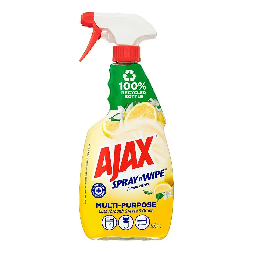 Ajax 500ml Spray n Wipe Multi-Purpose Grease/Grime Cleaner Spray Lemon Citrus