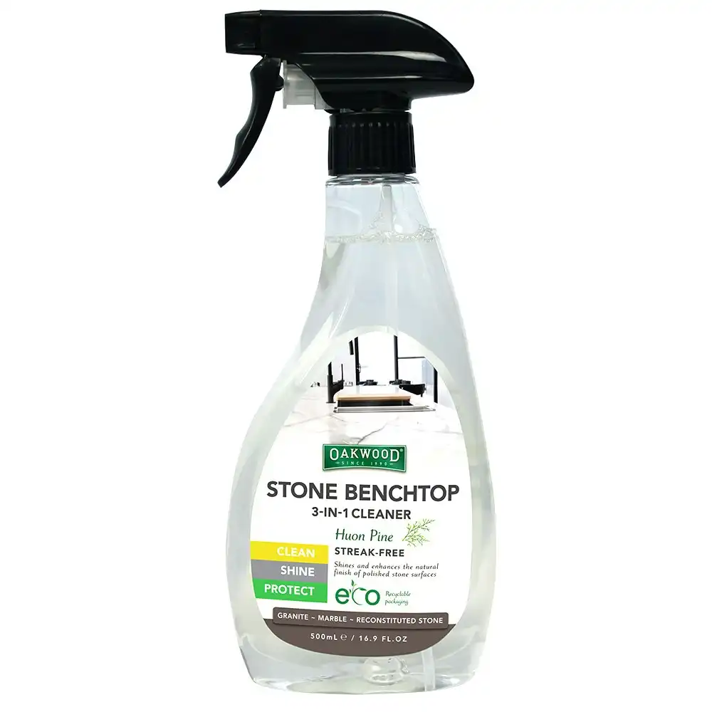 Oakwood Stone Benchtop 3-in-1 Surface Cleaner 500ml Spray Protector Huon Pine