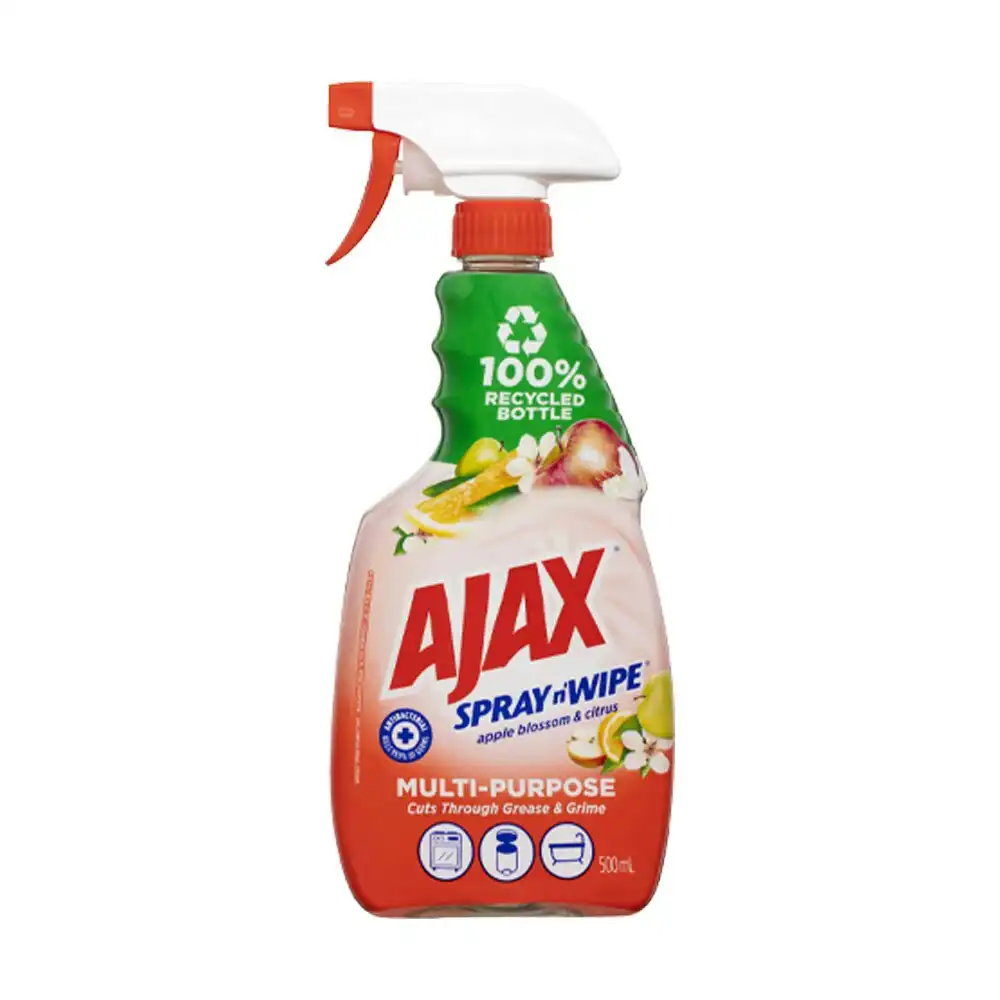 8x Ajax Spray N Wipe Trigger Multi-Purpose Cleaner Spray Apple & Citrus 500ml