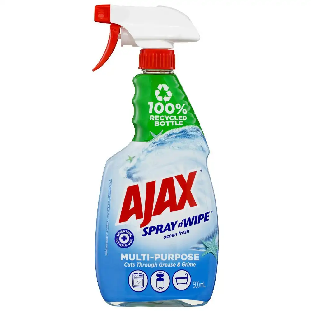 8x Ajax Spray N Wipe Trigger Antibacterial Cleaner Spray Ocean Fresh 500ml