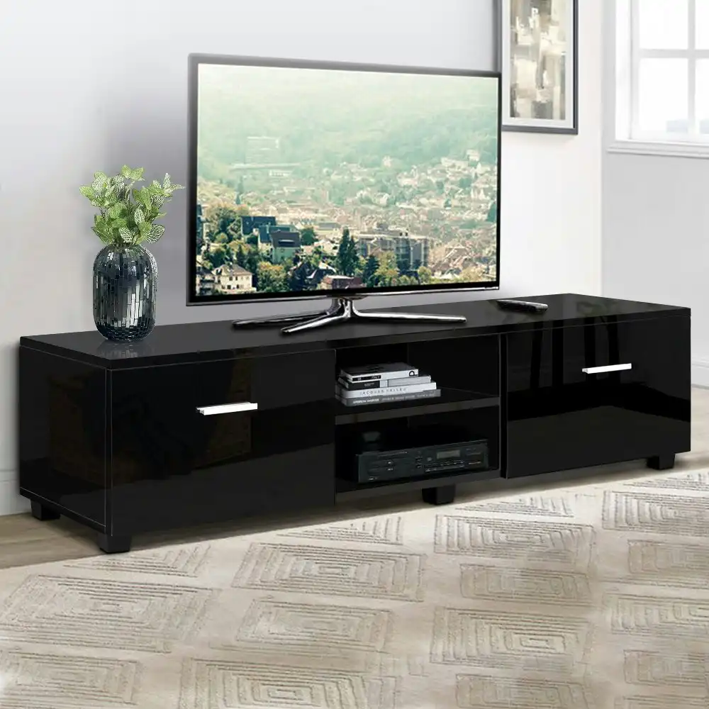 Artiss Entertainment Unit Black TV Cabinet High Gloss Furniture 140CM