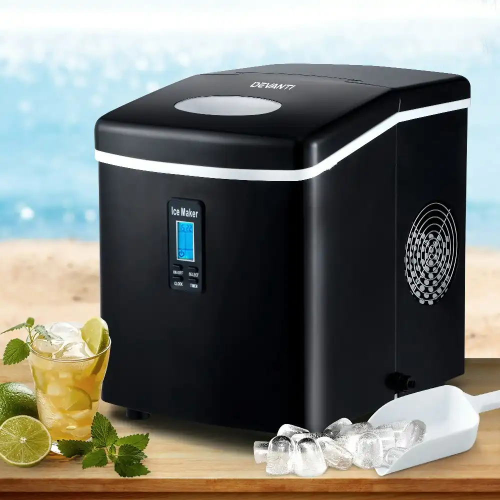 Devanti 3.2L Portable Ice Maker Commercial Machine Making Stainless Steel Ice Cube Black