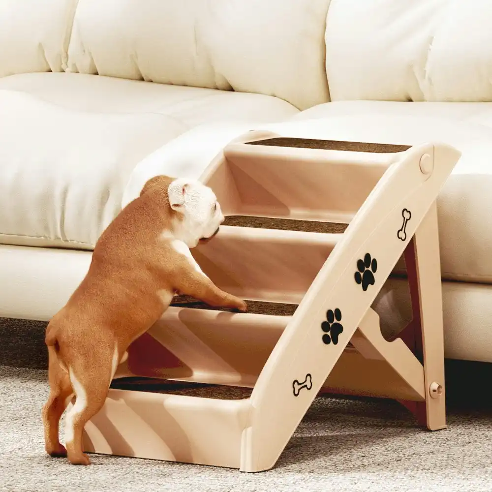 i.Pet Dog Ramp Steps For Bed Sofa Car Pet Stairs Ladder Beige