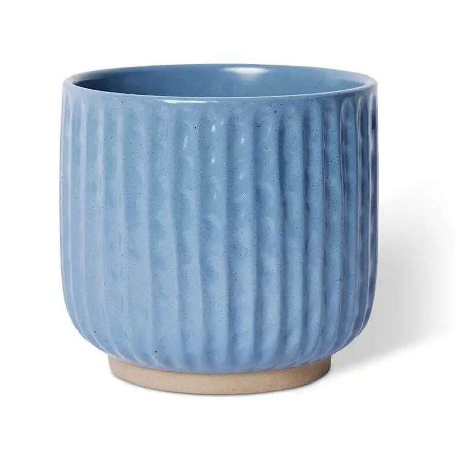 E Style Emery 19cm Ceramic Plant Pot Home Decorative Planter Round Blue