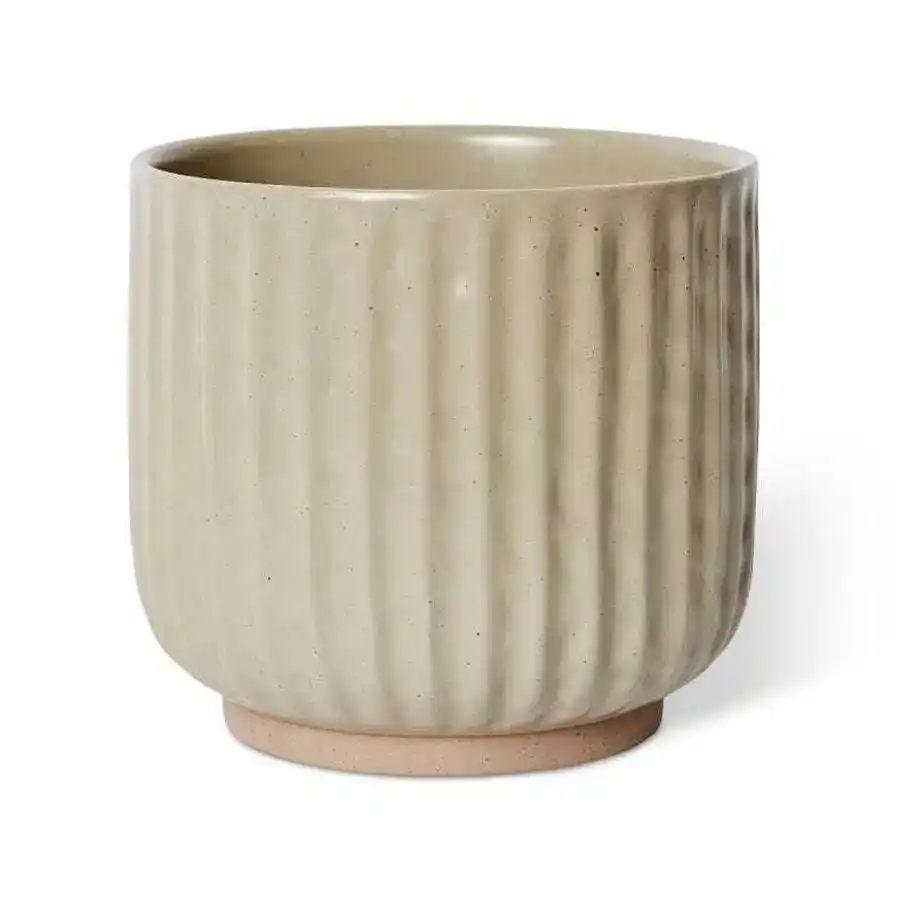 E Style Emery 19cm Ceramic Plant Pot Home Decorative Planter Round Green