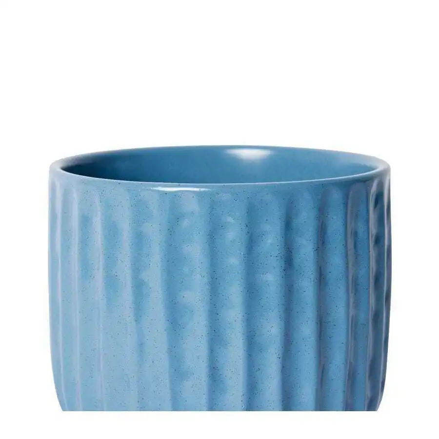 E Style Emery 17cm Ceramic Plant Pot Home Decorative Planter Round Blue