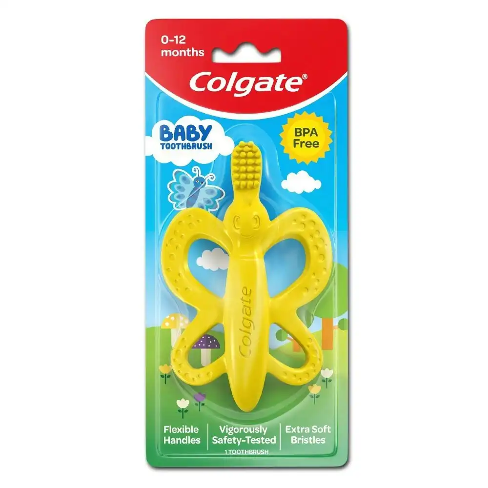 Colgate Baby Training Toothbrush Silicone Teether Oral Care 0-12m Butterfly YL