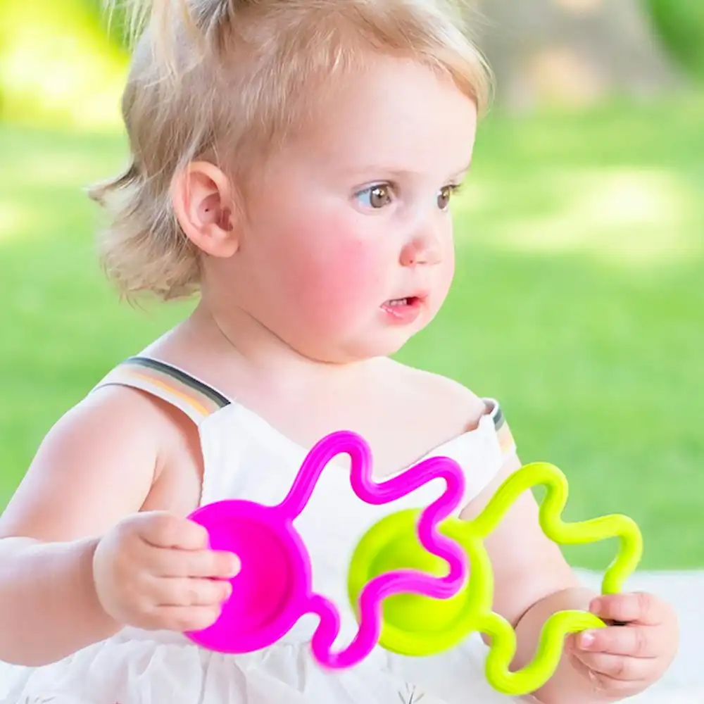 Fat Brain Toy Co. Lil Dimpl Kids Silicone Teether Toy Pink 14cm BPA-Free 0m+