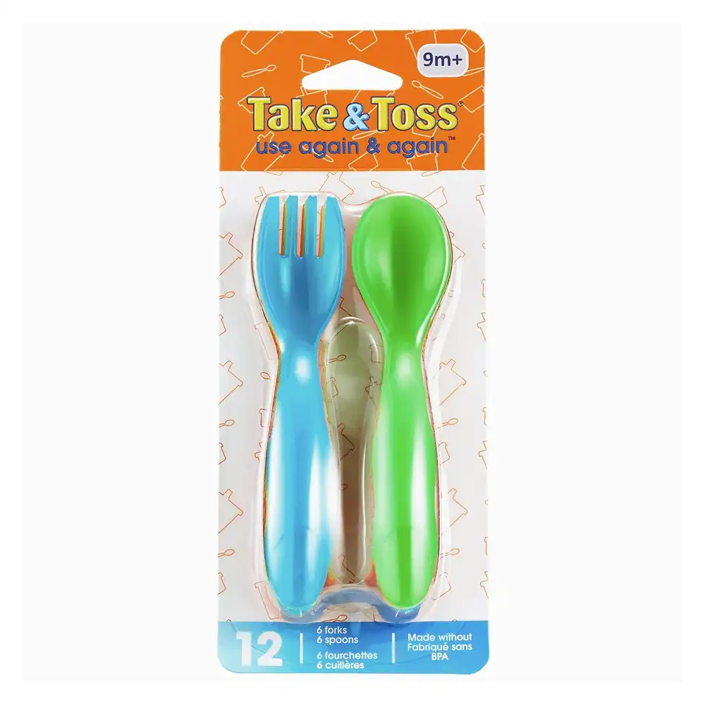 24pc The First years Take & Toss Flatware Forks & Spoon Kids/Toddler Set 9m+