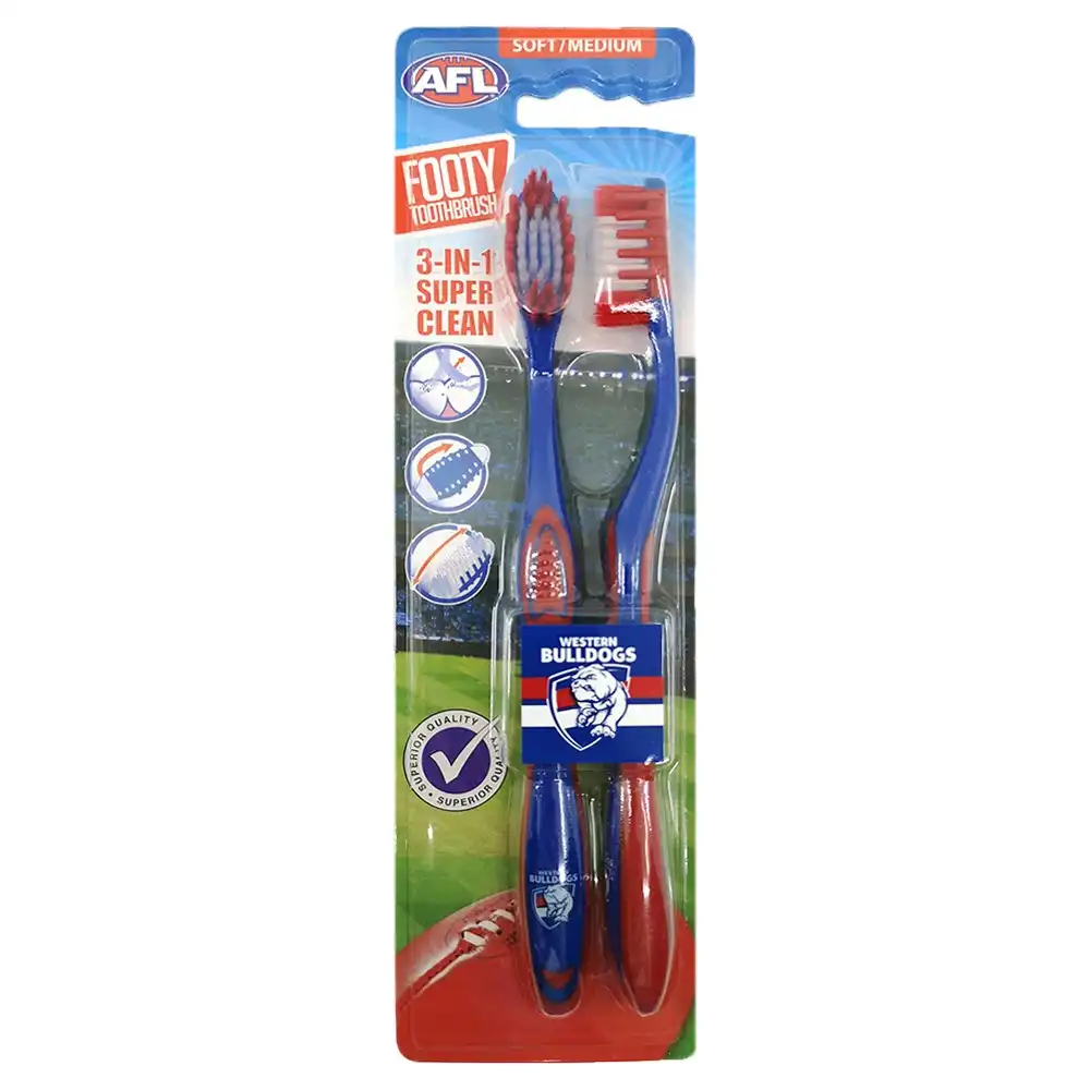 6pc AFL Soft/Medium Toothbrush Oral Care Western Bulldogs Kids/Adults 6y+