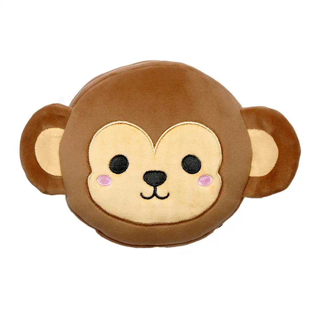 Relaxeazzz 15cm Monkey Travel Pillow w/ Eye Mask 6y+ Kids/Adults Cushion Plush
